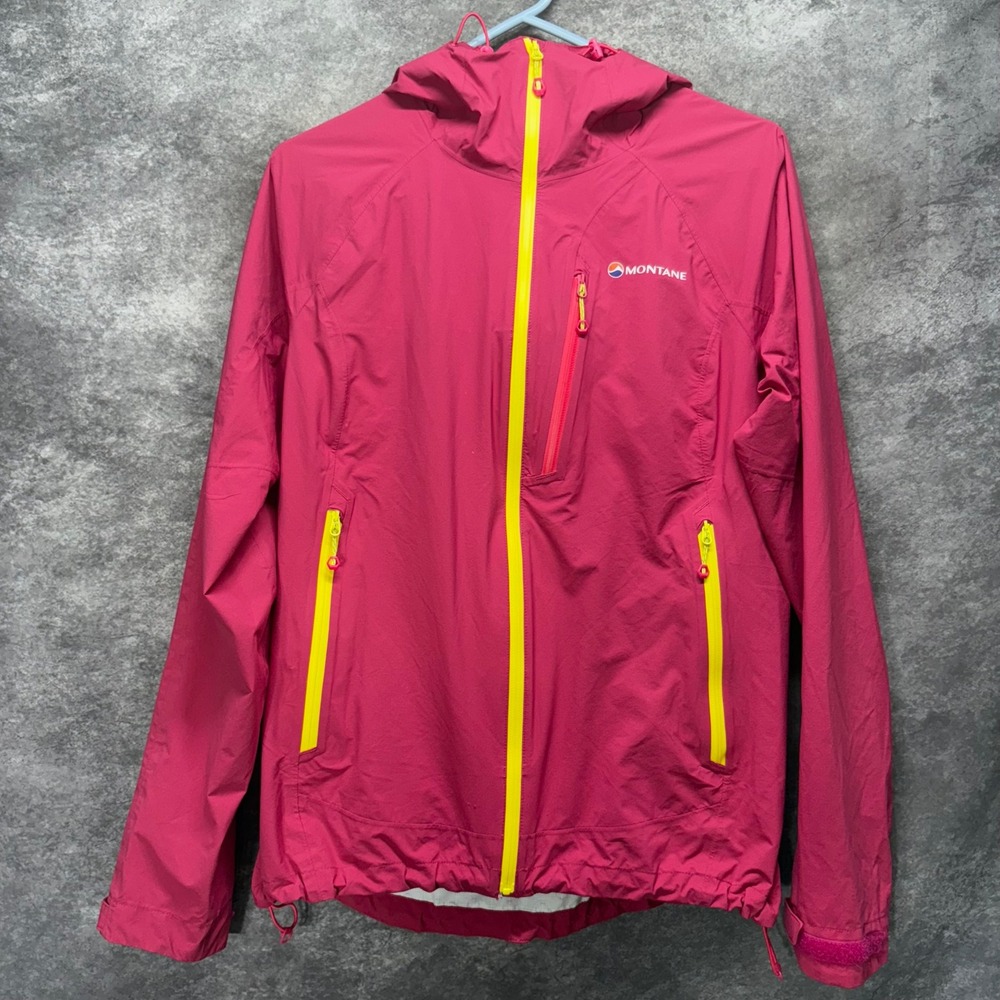 Montane Minimus Waterproof Rain Jacket Womens 10 Pink Yellow Pertex Shield Shell